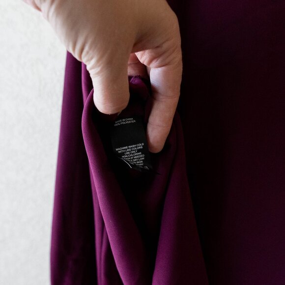 Vince Camuto Burgundy Draped Blouse Size Large – Surplice Front Long Sleeve Top - Picture 8 of 8